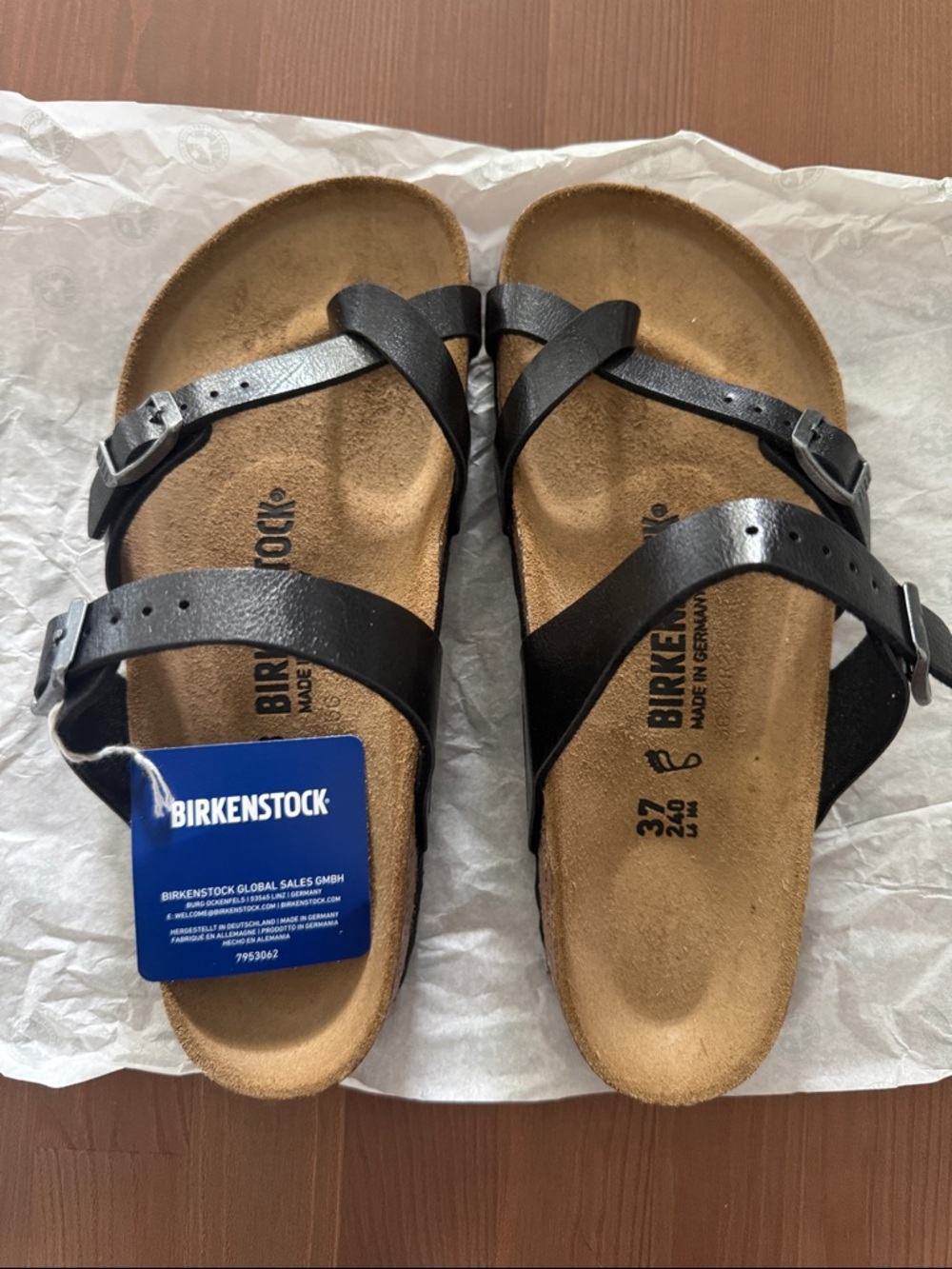 Birkenstock Black Leather Cross-Strap Sandals